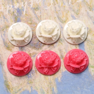 Macro detail of 3D resin rose petals for DIY jewelry making in pink and white