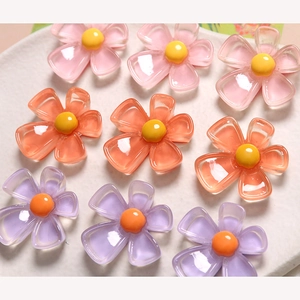 Accessoires de fleurs en résine translucide rose, orange et violet pour le bricolage