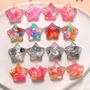 Transparent Resin Star Charms With Colorful Polymer Clay Slices Pentagram DIY Accessories For Jewelry Making Hair Clips