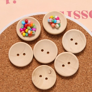 Natural Round Wood Buttons Bowl Shaped Concave Two Holes Wooden Fasteners For DIY Sewing Clothing Crafts Polished Button