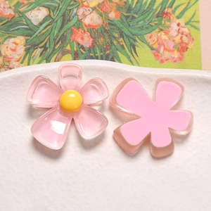 Fleur en résine rose pour bricolage de pinces et coques montrant l'avant et l'arrière