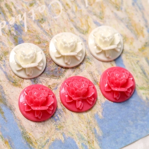 3D resin flower charms in white and rose pink for DIY jewelry and hair accessories