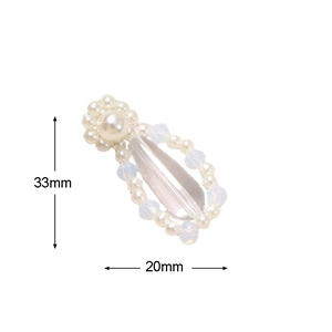 Detail of woven pearl pendant with water drop gem for DIY jewelry craft and accessories