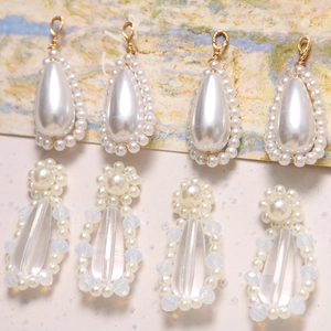 Elegant water drop pearl charms with gold loops for DIY jewelry making and crafts