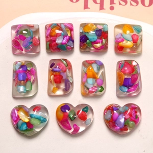 Transparent colorful resin charms with crushed shell inlay for DIY jewelry and crafts