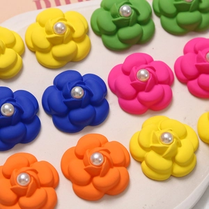 Matte finish colorful flower charms with center pearls for DIY jewelry and accessories