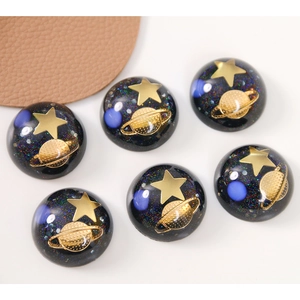 Pendentifs planète en résine galaxie avec étoiles dorées et paillettes pour bijoux DIY