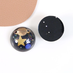 Accessoires DIY en résine demi-sphère galaxie avec planète dorée et paillettes