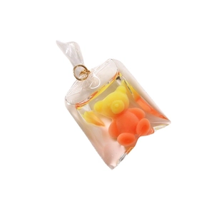 Cute resin gummy bear pendant in a creative transparent gradient waterproof bag design