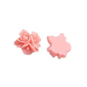 Cabochon di fiori in resina rosa per fai-da-te con rilievo frontale e retro piatto