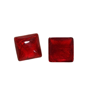 Translucent deep red square resin charms with silk texture gold threads for DIY jewelry