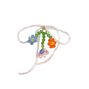 Pendentifs de fleurs en perles tricolores avec boucle dorée pour bijoux DIY