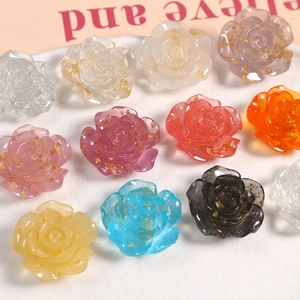 Charm's fleurs en résine et feuilles d'or pour bijoux DIY et accessoires cheveux