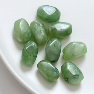Green marble ink style resin cube beads with stone texture for DIY jewelry making