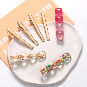 Minimalist Gold Alloy Thin Duckbill Hair Clip For DIY Handmade Hair Accessories Korean Style Versatile Simple Metal Fringe Clip
