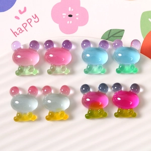 Parches de Resina de Conejo de Dibujos Animados Color Gelatina Degradado Accesorios DIY para Pendientes Horquillas Decoración