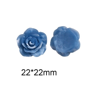 Detail of 22mm Japanese style ink-washed blue resin rose flower for DIY crafts