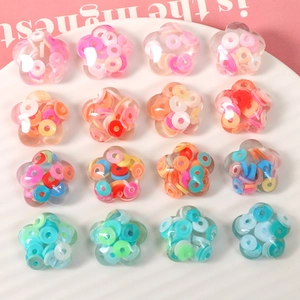 Transparent Resin Flower Charms With Colorful Polymer Clay Slices DIY Plum Blossom Patches For Jewelry Making Accessories
