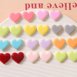 Koreanischer Stil Herzförmige Harz Cabochons Flatback Patches Für DIY Schmuckherstellung Handyhülle Haarnadel Dekor Herz Charms