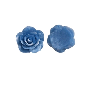 Blue 22mm resin rose flower DIY charms with ink marble texture for jewelry and hair accessories
