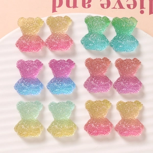 Colorful gradient resin gummy bears with sugar coating for DIY crafts and jewelry making