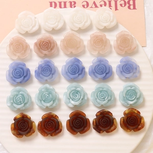 Matte Resin Rose Flower Charms For DIY Earrings Phone Case Romantic Sweet Botanical Jewelry Making Findings Decor Accessories