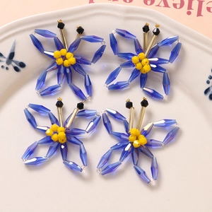 Handmade Klein blue woven acrylic butterfly beads for DIY jewelry and accessory making