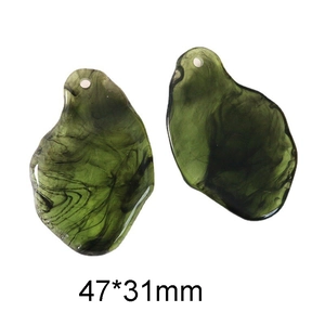Detail view of ink-washed resin irregular pendant with size dimensions 47*31mm