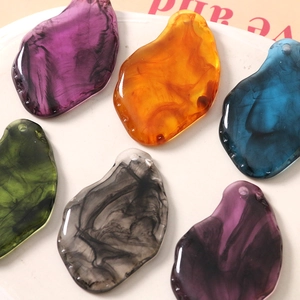 Irregular ink-wash resin charms for DIY jewelry making in various marble colors
