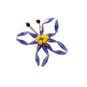 Handmade Klein blue and purple crystal beaded crab pendant with metallic accents