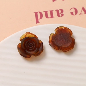 Amber gradient resin rose charms for DIY earrings and jewelry making accessories