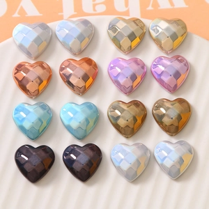 Geometric Faceted Heart Shape Glass Crystal DIY Jewelry Charms Imitation Mother Of Artificial Pearl Luster For Women Earring Crafting