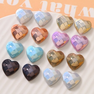 Faceted heart-shaped iridescent beads in various colors for DIY jewelry making
