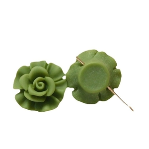 Composants de boucles d'oreilles rose en résine vert mat pour accessoires bijoux DIY