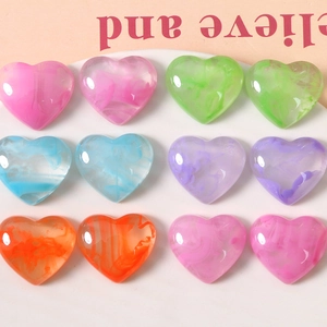 Heart Shaped Resin Charms Marble Smoke Pattern DIY Jewelry Making Accessories For Earrings Hair Clips Phone Case Materials