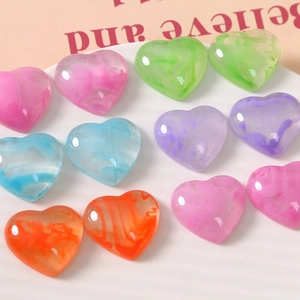 Colorful heart-shaped resin charms with icy cloud texture for DIY jewelry making
