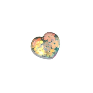 Iridescent heart resin charm with colorful flowers for DIY jewelry making and crafts
