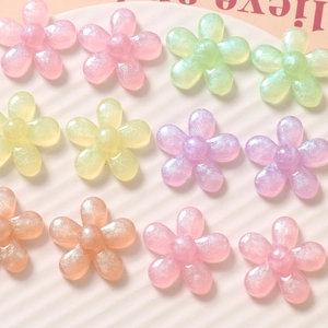 Breloques en résine translucide à paillettes en forme de fleur pour bijoux artisanaux