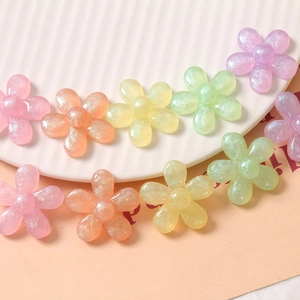Pendentifs en résine fleur macaron translucide à paillettes pour bijoux DIY et barrettes à cheveux