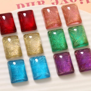 Kleurrijke rechthoekige hars DIY kralen met gouddraad textuur voor sieraden maken