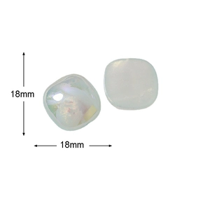 Detail shot of 18mm square iridescent resin faux mother of pearl DIY jewelry component