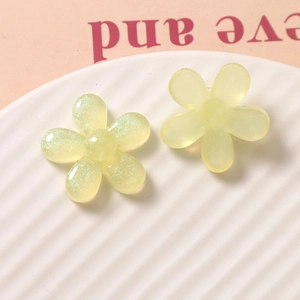 Détails de fleurs en résine citron vert pailleté et givré pour bijoux et accessoires DIY