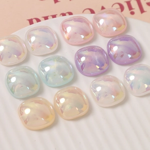 18mm Aurora square resin charms with pearlescent shell finish for DIY jewelry making