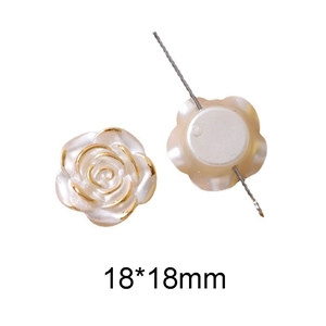 Détail d'accessoire rose perle de 18mm avec bord doré et perforation à l'arrière
