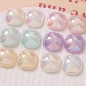 18mm aurora faux mother of pearl cushion square cabochons in assorted macaron colors