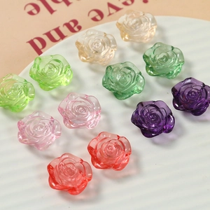 Lot de 12 roses en résine transparente multicolores pour bijoux DIY et accessoires cheveux