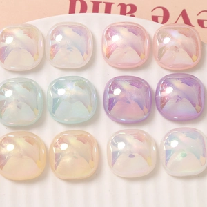 Japanese Style Faux Mother Of Artificial Pearl AB Iridescent Rounded Square Patch DIY Jewelry Making Supplies Resin Crafts Material