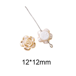 Détail de perles roses blanches 12x12mm avec bordure dorée pour bijoux DIY