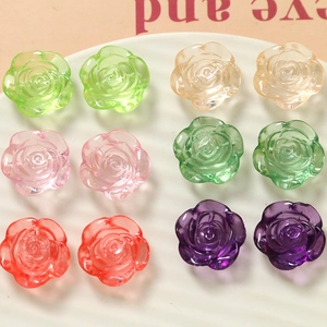 Perles roses en résine colorées et transparentes pour bijoux et accessoires de cheveux