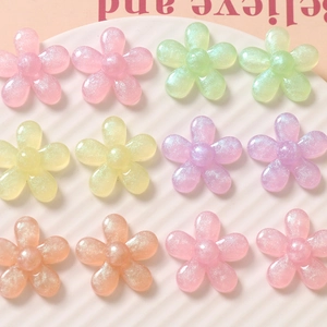 Paillettes Résine Fleur de Prunier Cabochon Dos Plat Couleur Macaron Accessoire DIY pour Pince à Cheveux Coque de Téléphone Bijoux